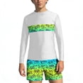thumbnail image 1 of Bathing Suits for Teens Rash Guard Swimsuits Set for Boys Hawaiian Print Long Sleeve Swim Shirt with Swim Trunks Vacation Modest Two Piece Swim Set for 3-14Years, 1 of 7