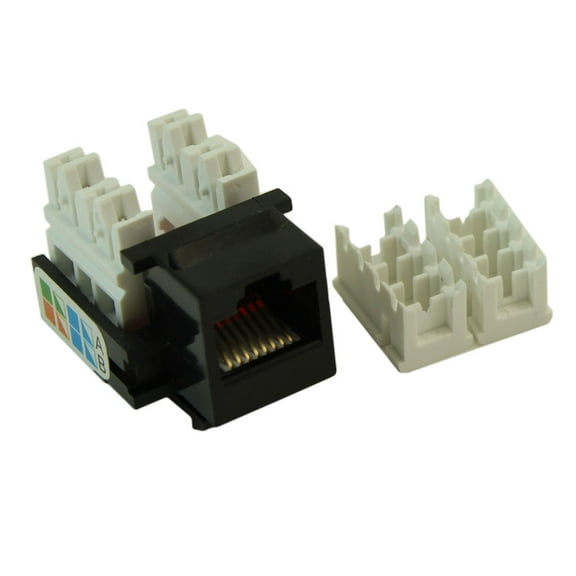 Keystone Jack Insert/Punch-down - Cat 5E RJ45 Networking, Black