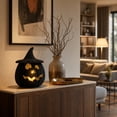 thumbnail image 5 of Orangide Halloween Decor Pumpkin Basket with Lid Black Wicker Resin Ornament Handmade Tabletop Decor for Party Home Shelf Centerpiece Fall Decoration, 5 of 6