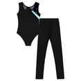 thumbnail image 4 of Zaldita Kids Girls Ballet Gymnastics Outfits Sleeveless Dance Leotard Top with Leggings 2Pcs Gym Blue Green 10, 4 of 7