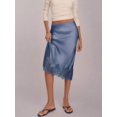 thumbnail image 6 of Blue Lace-Trimmed Satin Midi Skirt With Elastic Waist Slip Style For Party Beach Or Streetwear, 6 of 8