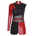 thumbnail image 3 of CHICTRY Justaucorps de Danse Métallique Pailleté pour Femmes une Pièce Combinaison Courte Salsa Latin Dancewear Rouge m, 3 of 5