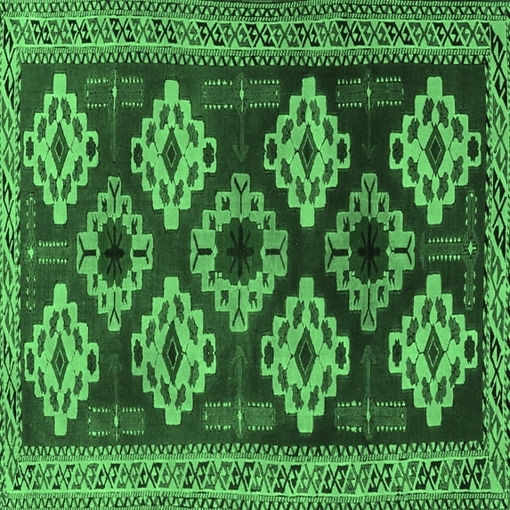 Ahgly Company Indoor Square Persian Emerald Green Traditional Area Rugs, 8' Square