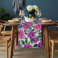 thumbnail image 2 of Purple Flowers Table Runner - 108 Inch Long, Kitchen Dining Table Runner Dresser Scarves, Spring Floral Leaves Botanical Watercolor Farmhouse Decor for Coffee Tables Wedding Party Banquet, 2 of 8