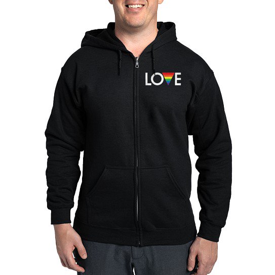 CafePress - LOVE Gay Pride Zip Hoodie (Dark) - Zip Hoodie, Classic Hooded Sweatshirt with Metal Zipper