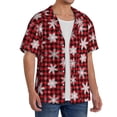 thumbnail image 2 of Sigee Snowflake red plaid for Men's Casual Short Sleeve Button Down Shirts Men's Shirts Summer-3X-Large, 2 of 5