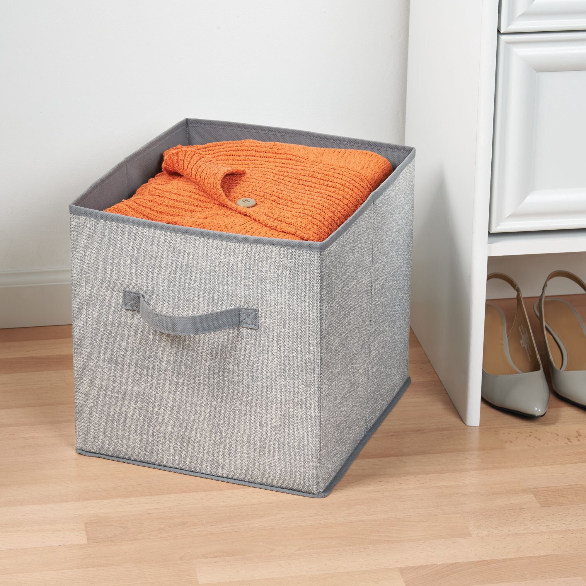 mDesign Soft Fabric Nursery Organizer Bin with Front Handle, 8 Pack - Gray