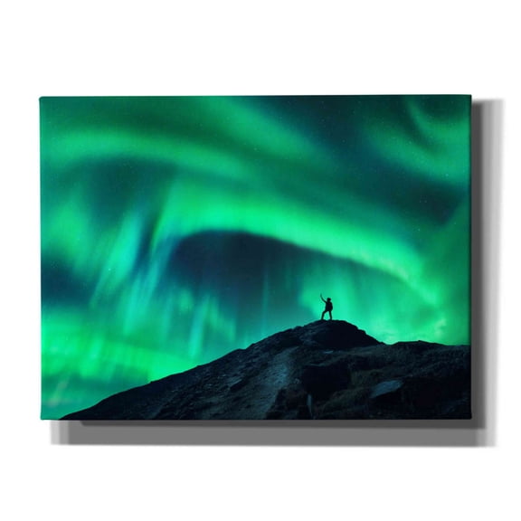 Epic Graffiti 'Northern Lights And Woman' by Epic Portfolio, Giclee Canvas Wall Art, 16"x12"