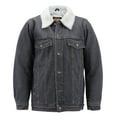 thumbnail image 1 of Men’s Classic Button Up Sherpa Fleece Lined Cotton Denim Trucker Jean Jacket (Denim Black, M), 1 of 3