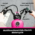 thumbnail image 4 of NEWWARE 36V Electric Dirt Bike, 350W Kids Ride on Dirt Bike with Twist Grip Throttle, Hand-Operated Dual Brakes, Key Start, Battery Display, Max Speed 15.5mph, Electric Motorcycle for Age 8+, Pink, 4 of 7