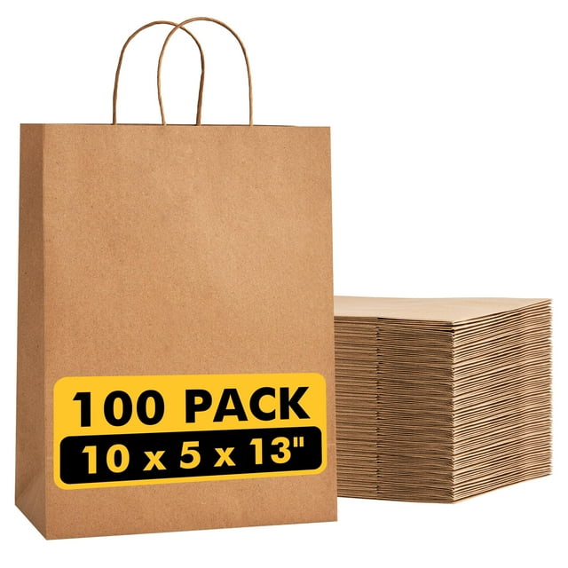 Bolsas de papel kraft RACETOP 25x13x33 cm, 100 piezas