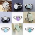 thumbnail image 2 of GKNET White Fire Opal Ring for Women Wedding Party Silver Rings Delicate Jewelry Size 6-10-06# Heart Opal-9, 2 of 9