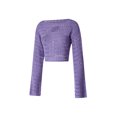 thumbnail image 3 of Txlixc Blusa hueca femenina, camiseta de punto suelta de color sólido con cuello redondo de manga larga Txlixc  moda, 3 of 9