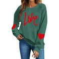 thumbnail image 4 of GuzomFashion Valentine's Day Oversized Green Crewneck Sweatshirt for Women - Love Graphic & Heart Accents 100% Polyester Casual Everyday Wear,Size M, 4 of 5