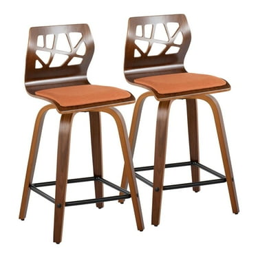 LumiSource Black Folia 24" Fixed-Height Counter Stool - Set of 2