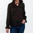 thumbnail image 3 of Elsie & Zoey Merrick Ruffle Tie Keyhole Neck Long Sleeve Blouse for Women, 3 of 6
