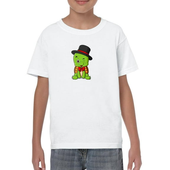 Cartoon Tortoise Wearing Top Hat T-Shirt Juniors -Image by Shutterstock,  Medium