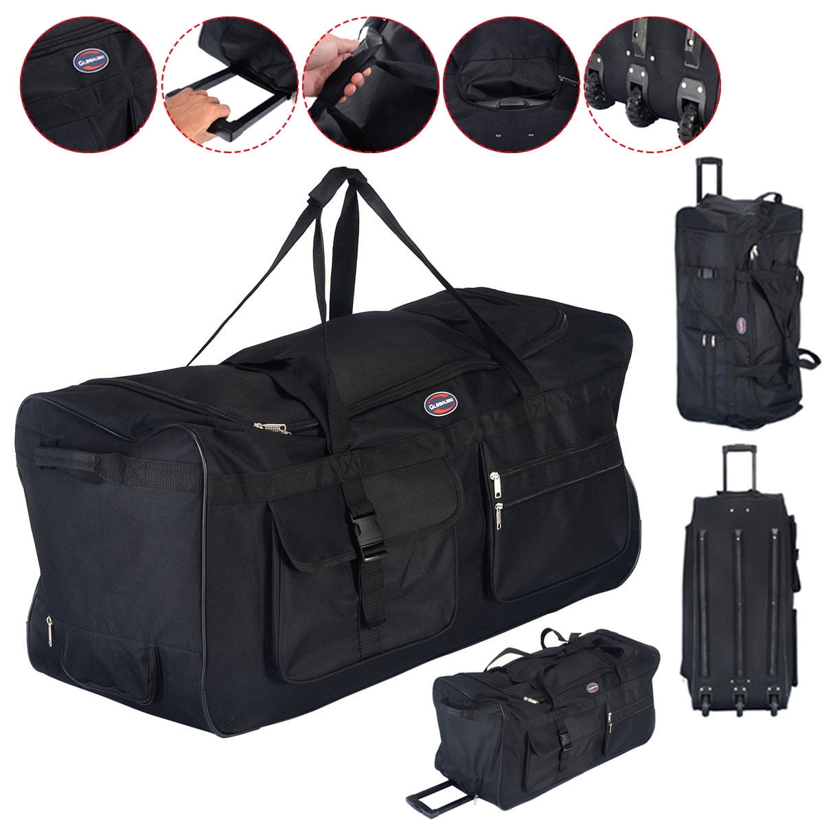 Costway 36'' Rolling Wheeled Tote Duffle Bag Luggage Travel Duffle Suitcase Black by Costway