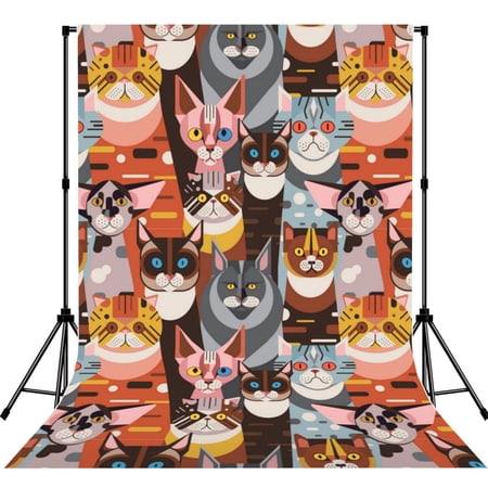 Cats In Funny Poses Photography Backdrop 5x7Ft Background for Photo Studio Video Recording Birthday Party Wedding Home Decor