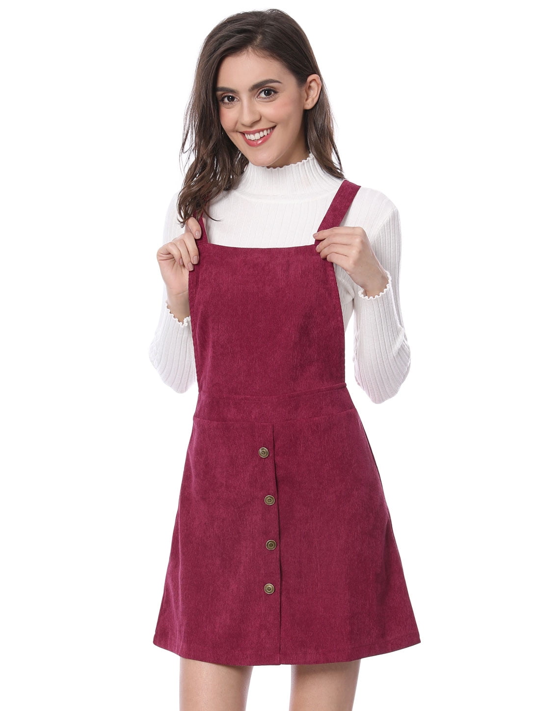 Women Corduroy Button Decor A Line 