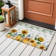 thumbnail image 4 of 2x3 Ft Entryway Area Rug, Sunflowers Kitchen Rug Runner Washable Floor Mat, Floral Green Leaves Bees Watercolor Wooden Non Slip Indoor Door Mat Throw Carpet for Bathroom Living Room Bedroom, 4 of 8