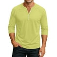 thumbnail image 2 of Hearthz Baseball T Shirts for Men 3/4 Sleeve Henley V Neck Button Down Mens T-Shirts Big and Tall Mens Comfort Colors Tshirt Yellow M, 2 of 9