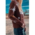thumbnail image 2 of Women's Brown Cowgirl Print Casual Sweater – Long Sleeve Western Style for Daily Wear, XL, 2 of 10
