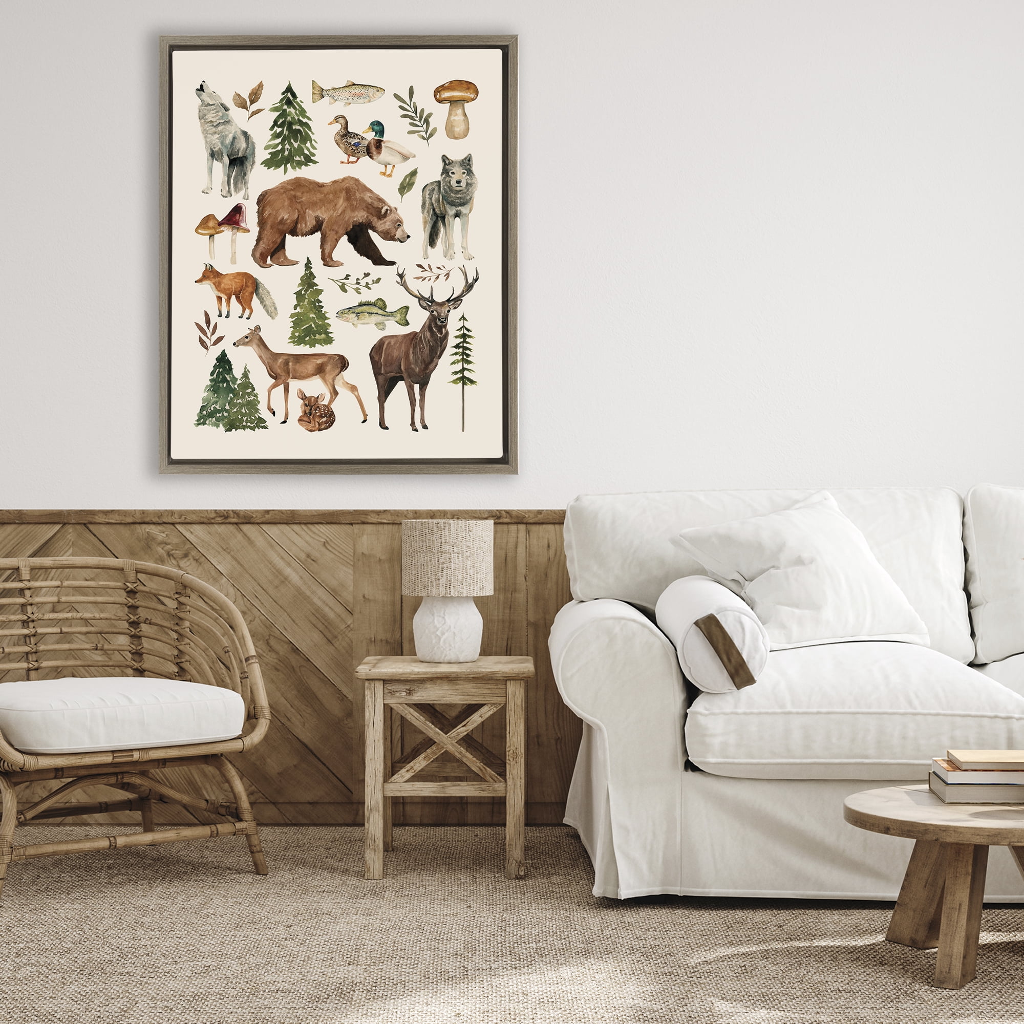 Stupell Industries The Wild Wood Animals Brown Framed Floater Canvas Wall Art, design by Bethany Sandoval