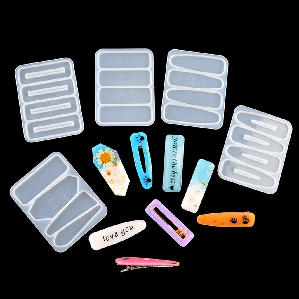 WINDLAND Leaves Hair Pin Mold Silicone Resin Epoxy Barrette Mold Agate Crystal Epoxy Mould for Crafts Making Accessories