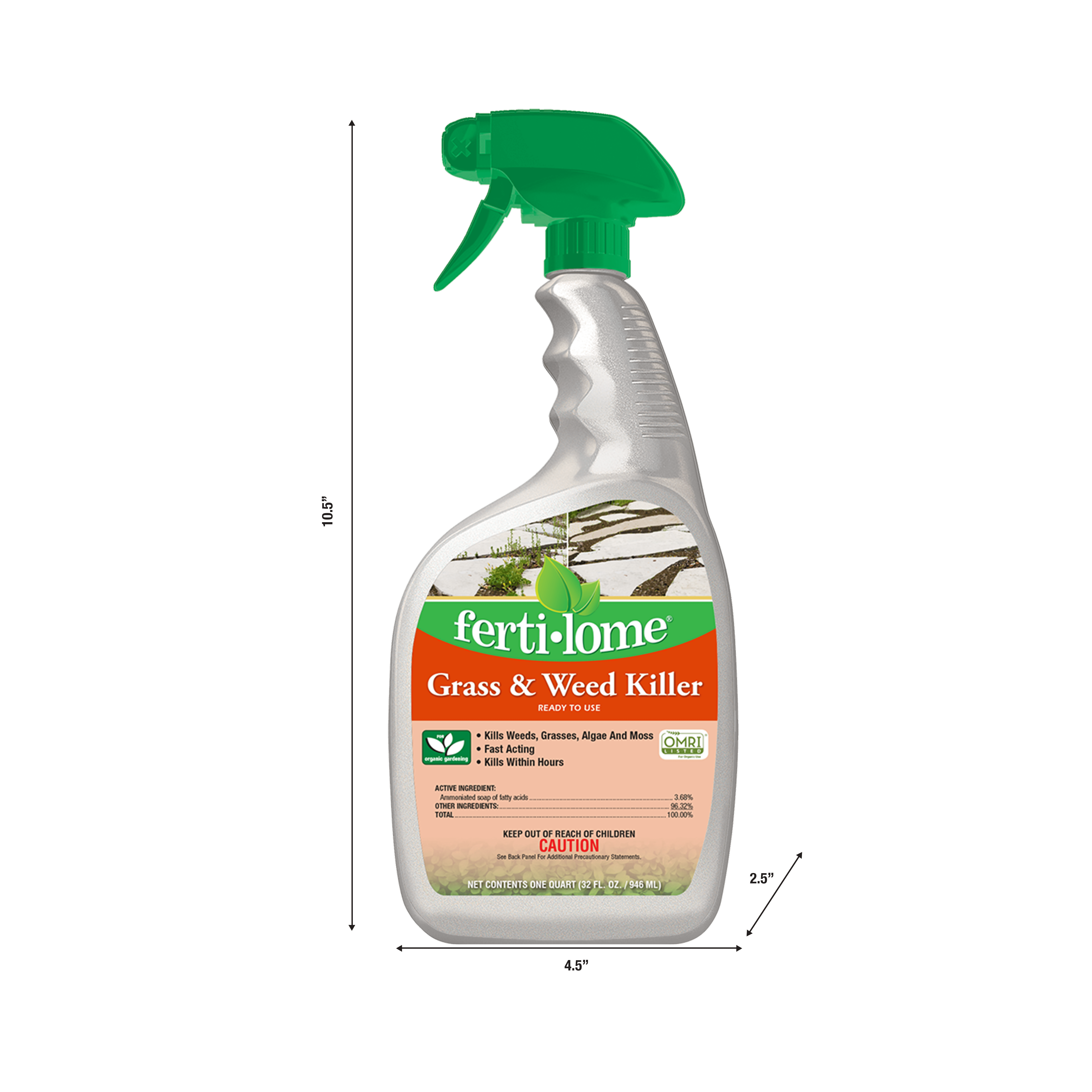 Fertilome (16106) Non Selective Grass & Weed Killer, Ready to Use, OMRI Listed (32 oz.)