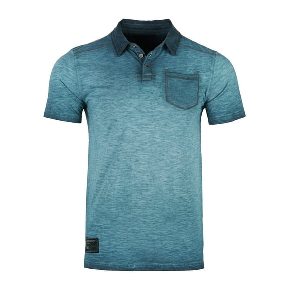 ZIMEGO Men's Short Sleeve Vintage Polo Shirt with Chest Pocket - Garment Color Dyed Oil Wash and Chest Pocket