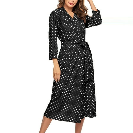 

Womens Pajama Pants Pajamas for Women Women s Summer FashionThree Quarter V-neck Polka Dot Mid-Calf Sleepwear+Belts Winter Pajamas for Women Silk Womens Pajamas Set