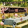thumbnail image 6 of YANSION 18th Birthday Decorations for Girls Women, 18th Birthday Party Kit with Rose Gold Happy 18th Birthday Banner, Black Rose Gold Confetti Balloons, Number 18 Balloon Triangle Flag Banner, 6 of 8