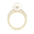 thumbnail image 2 of Angara Freshwater Cultured Pearl Ring with Graduated Diamonds in 14K Yellow Gold for Women | June Birthstone Jewelry for Her, 2 of 8