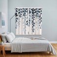 thumbnail image 4 of Navy Blue Ombre Botanical Kitchen Curtains 63 Inch Length, Watercolor Pastoral Leaf Rustic Grommet Top Bedroom Living Room Curtains, Light Filtering Cafe Curtain Drapes 2 Panels Set 84''x63'', 4 of 9