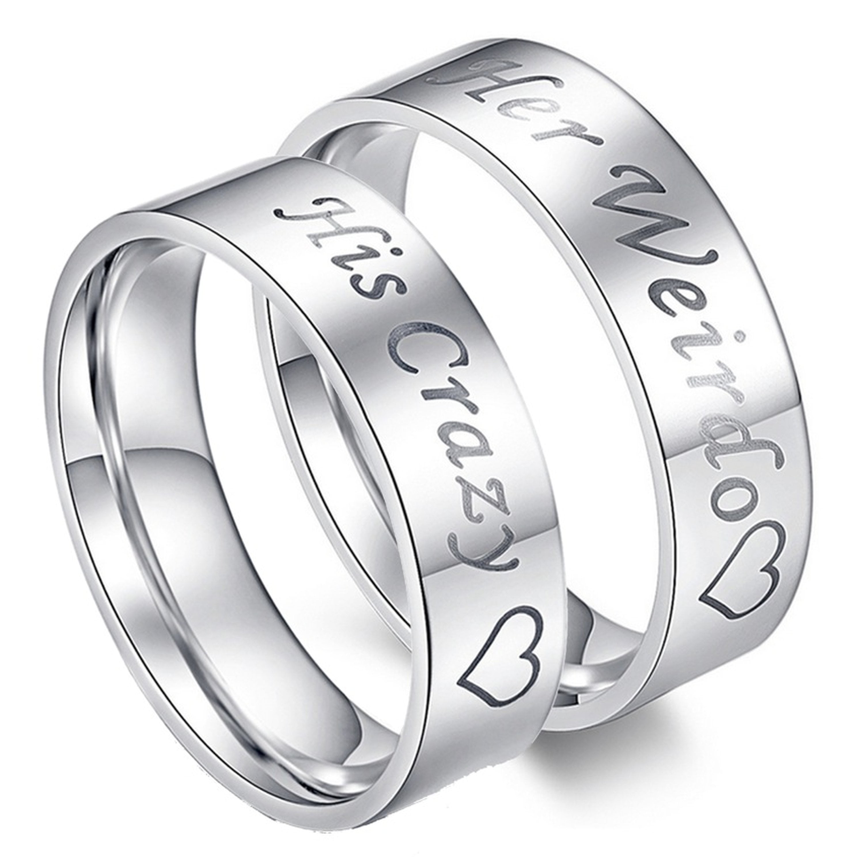 KY Jewelry Engraved Love Couples Ring Stainless Steel Lovers Rings Wedding Engagement for Him & Her Set