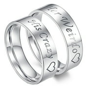 ARCO IRIS JEWELRY Couple's Matching Ring, "His Crazy" or "Her Weirdo" Engraving Wedding Band in Stainless Steel, for Men and Women, Comfort Fit