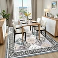 thumbnail image 4 of Jamfeel Boho Rugs for Living Room Floral Printed Area Rugs Soft Low Pile Carpet for Bedroom Kitchen Blue and Gray 6'x9', 4 of 7