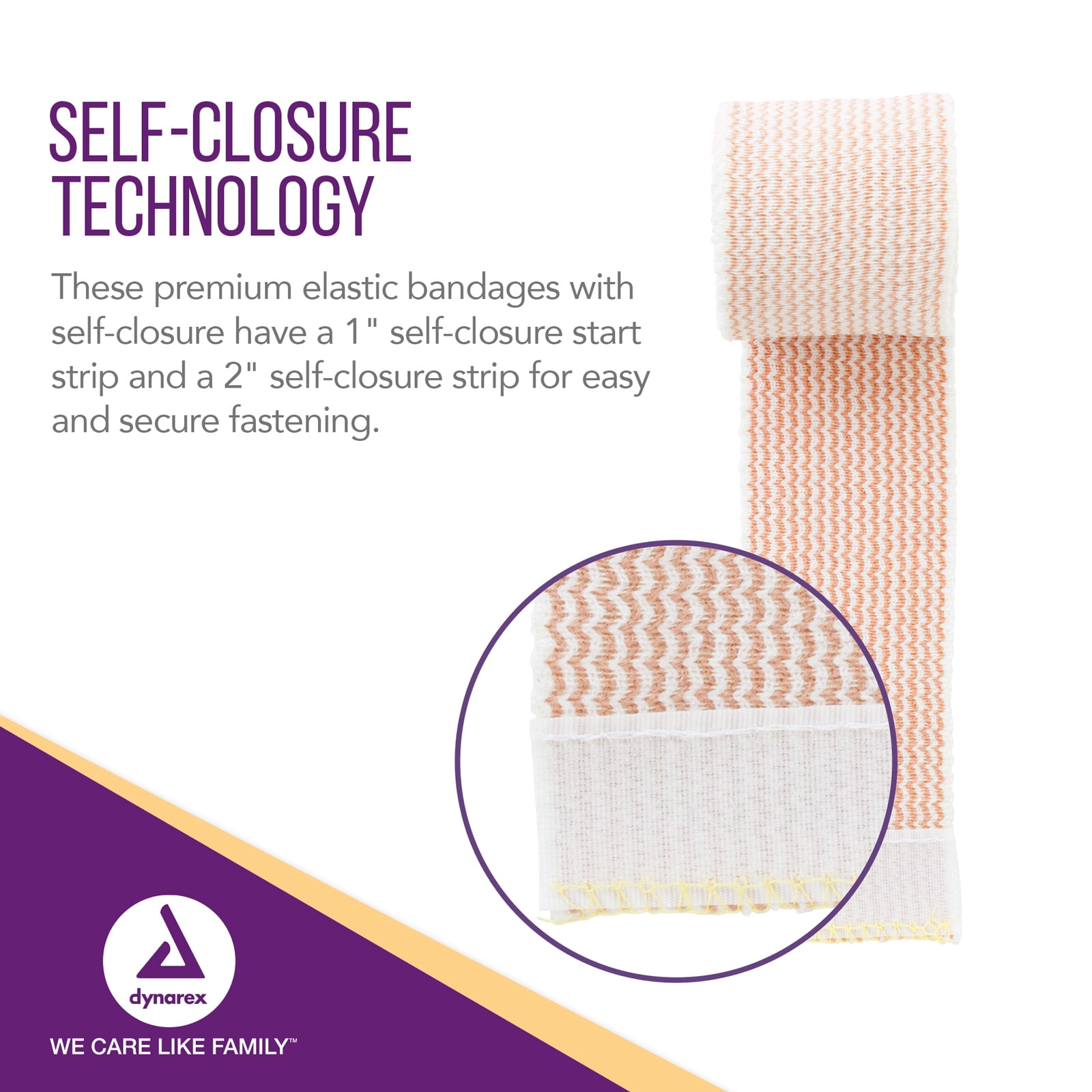 Dynarex Elastic Bandages with Self-Closure, Outstanding Compression and Stretch, Latex-Free Elastic Bandages with Velcro Closure,  2" x 5 yds., 1 Case of 50 Elastic Wrap Bandages (5 Boxes of 10)