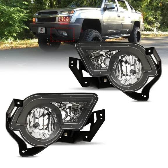 Fog Lights Fit For Chevy Avalanche 2002-2006 W/Body Cladding Brackets Pair LH RH