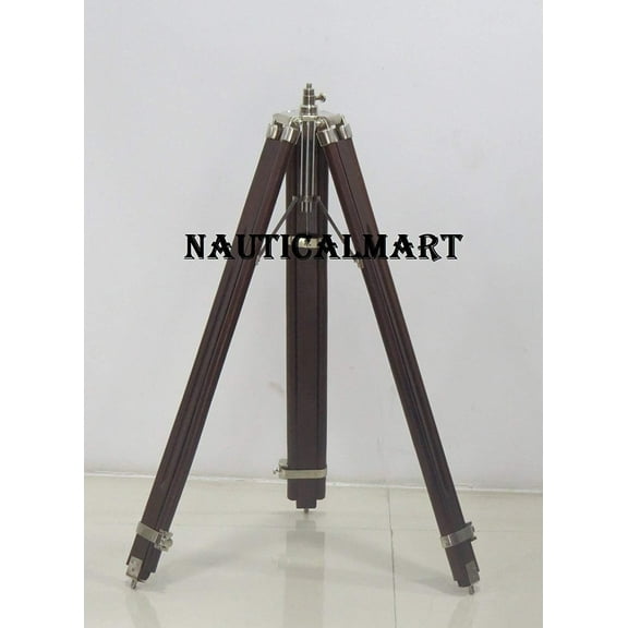 Antique Chrome Finish Wooden Lamp Stand Floor Tripod Adjustable Vintage (Shade Not Included)