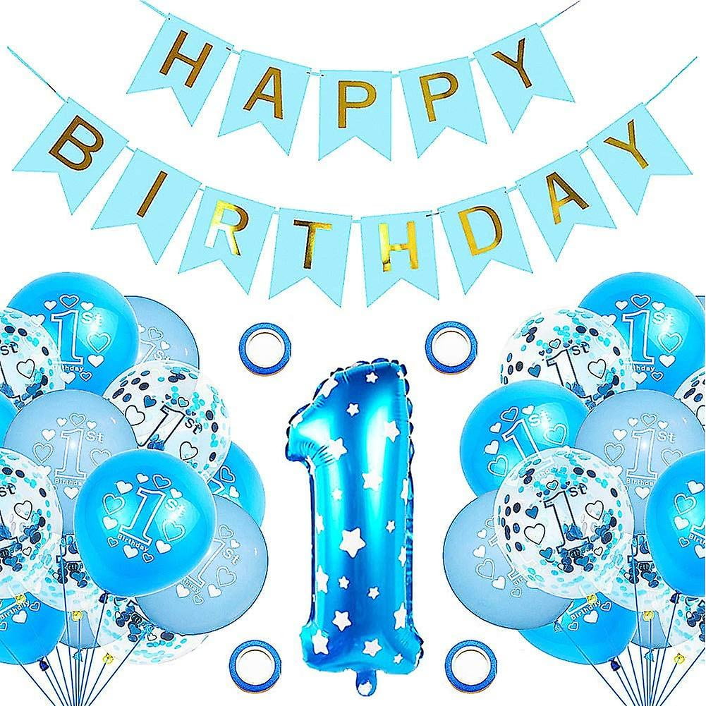 1 Year Boy Birthday Decorations, 1st Happy Birthday Balloons, 1 ...