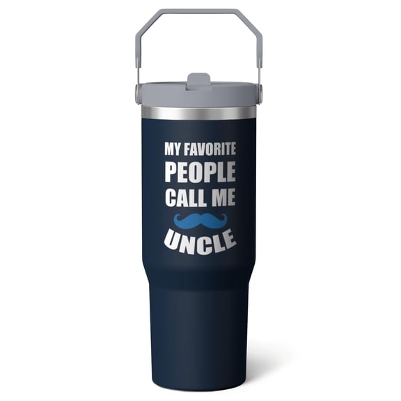 1pc Uncle Gift 30oz Tumbler with Straw & Handle - Insulated Stainless Steel Cup | Holiday Gift for Man Women (Christmas, Valentine's, Birthday)
