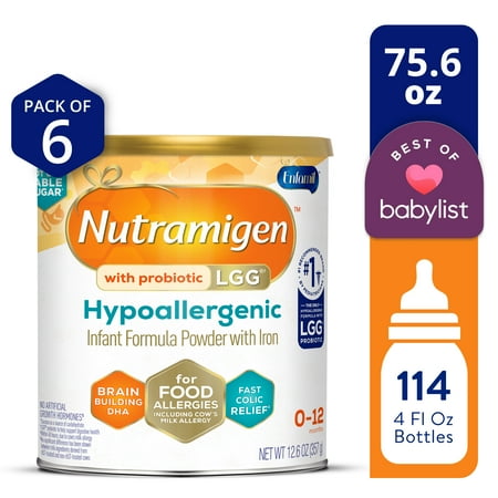 Nutramigen Hypoallergenic Powder Baby Formula, Colic Relief from Cow's Milk Allergy Starts in 24H, 75.6 Oz Can