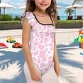 thumbnail image 3 of Uorisanigo Girls Swimsuit One Piece Size 3-4 Pink Cow Print Ruffle Bathing Suit Adjustable Strap Summer Beach Vacation Swimwear, 3 of 7