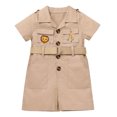 thumbnail image 3 of IBTOM CASTLE Toddler Baby Boys Girls Lion Giraffe Birthday Outfit One Piece Romper Jumpsuit with Belt and Hat Jungle Safari Cake Smash Clothes 0-6 Months Khaki, 3 of 9