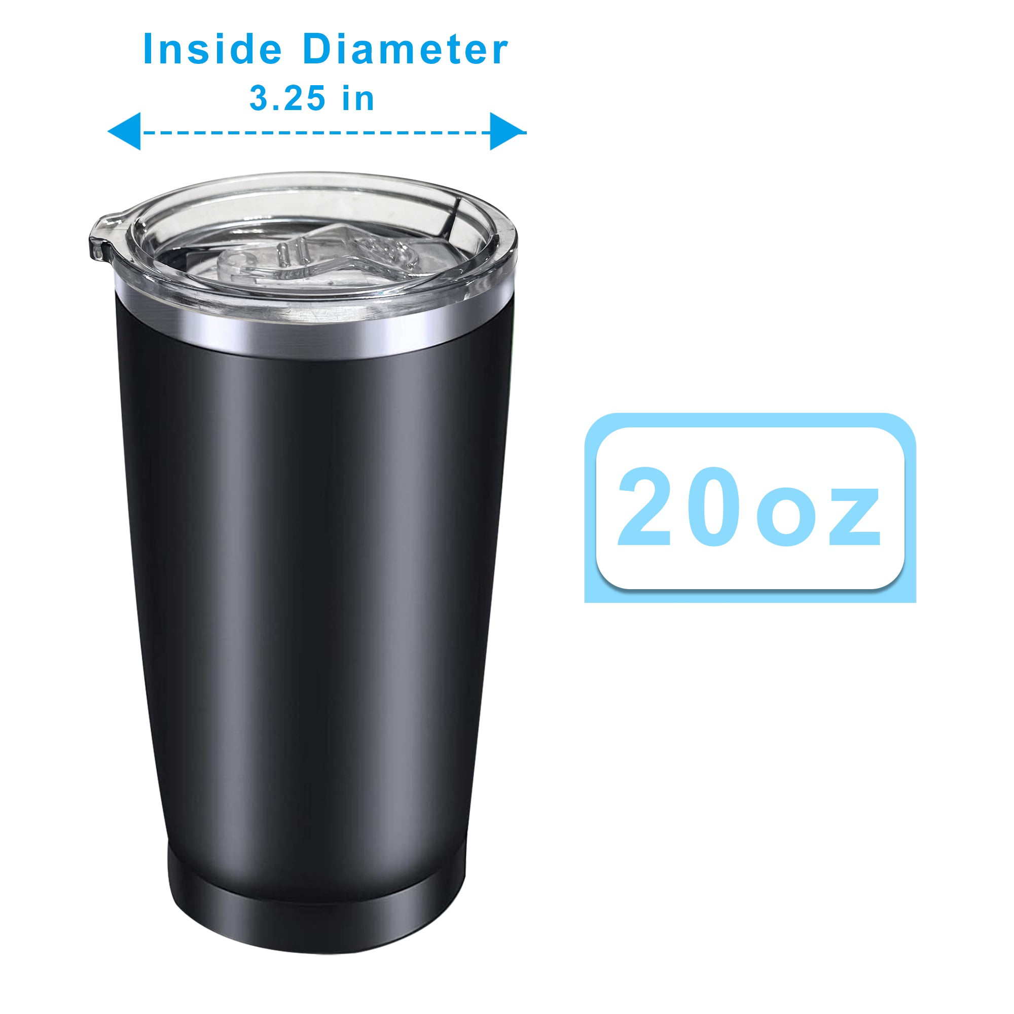 QIFEI 2Pcs 20 oz Tumbler Replacement Lid, Splash Proof & Spill Resistant  with Slider Locking Closure, Fit Open/Close 3.5 inch Diameter Clear 