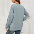 thumbnail image 2 of Vedolay Half Zip Sweatshirt Women Womens Oversized Sweatshirt Crew Neck Long Sleeve Casual Slit Sloucthy Pullover Top,Light Blue L, 2 of 4