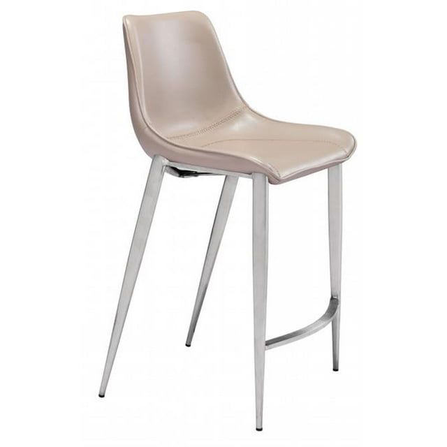 Zuo 102028 Chaise de Comptoir Magnus, Gris & Argent - Ensemble de 2