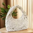 thumbnail image 2 of Hollow Woven Beach Shoulder Bags for Women Girls Lace Knitted Handbag Bohemia Crochet Tote Bag for Summer Beach Travel (Beige), 2 of 10